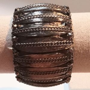 Stretchy Silver Tone Metal Bracelet